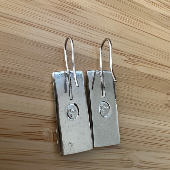 Christian Dior vintage earrings logo navy silver trotter sport 2 monogram - Picture 3 of 3